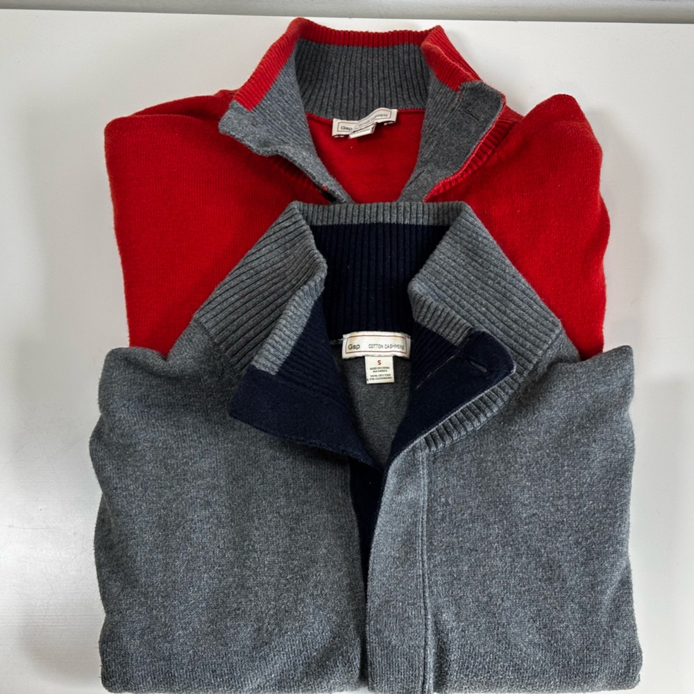 👕 GAP Men’s Sweaters Small – Gray & Orange Cotton Cashmere Blend 🧡